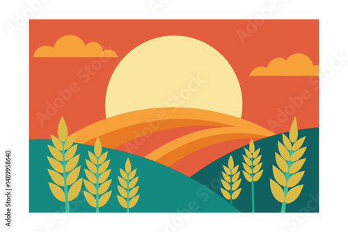 wheat field vector illustration