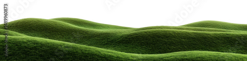 Architectural and landscape concept. Green grass field isolated on transparent background. 3d rendering . PNG format