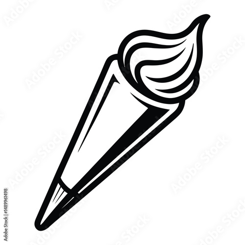 Icing Piping Bag Icon, Silhouette, Vector, Illustration, Icon, Logo, White Background.