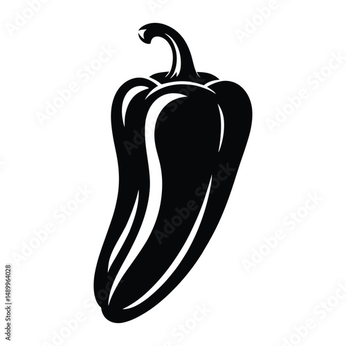 Corno di Toro Pepper Silhouette, Vector, Illustration, Icon, Logo, White Background.