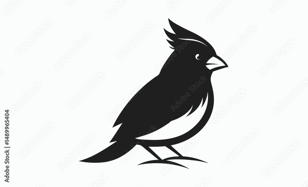 Fototapeta premium Cardinal bird silhouette, Bird silhouette, Songbird icon 
