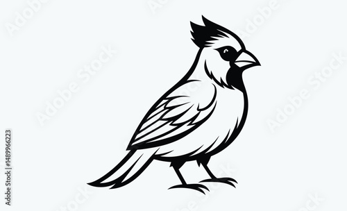 Cardinal bird silhouette, Bird silhouette, Songbird icon
