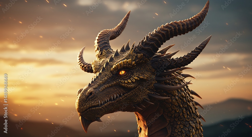 Naklejka premium Golden Hour Dragon