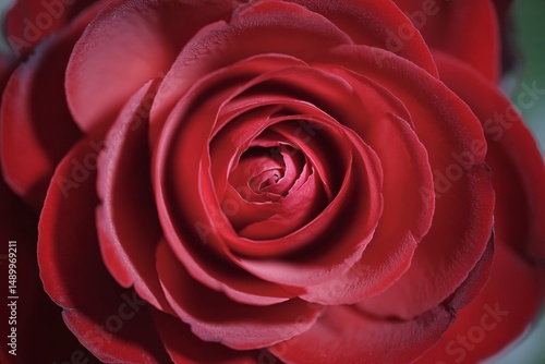 Wallpaper Mural Close-up of a vibrant red rose showcasing its intricate petals and delicate features. Torontodigital.ca