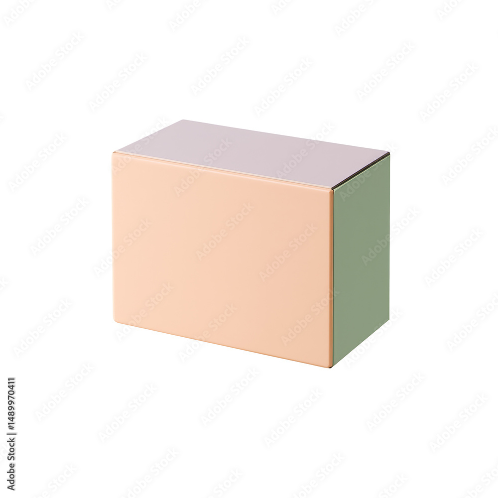 Obraz premium PNG cut out isolated background. A three-dimensional pastel-colored rectangular box floating against a transparent background. 