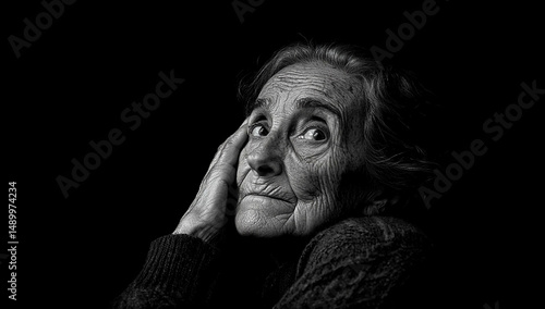 Senior woman looking exhausted with her head resting on her hand, reflecting a moment of fatigue. Generated image
