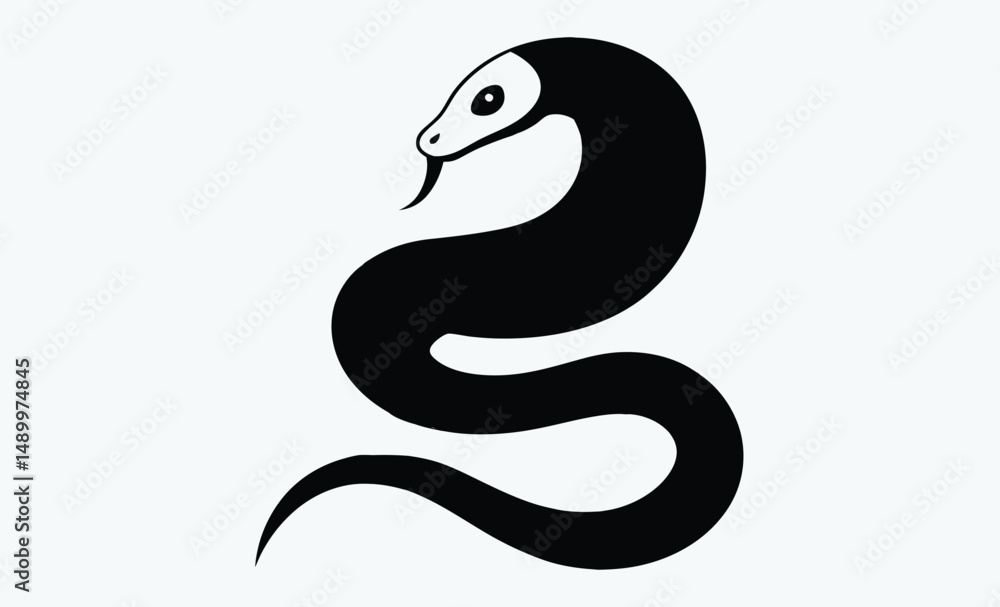 Fototapeta premium Snake silhouette, Curved snake, Reptile icon