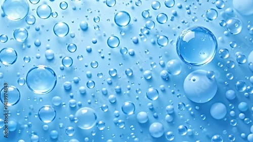 Wallpaper Mural dynamic arrangement of irregular bubbles on a soft blue background, various hues of blue, semi transparent layers, interplay of light and shadow, visually striking high resolution, ultra detailed Torontodigital.ca