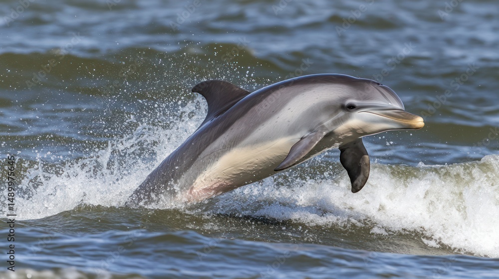 Fototapeta premium Dolphin leaping in ocean waves