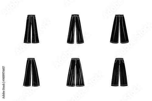 wide leg pants sketch icon silhouette vector illustration