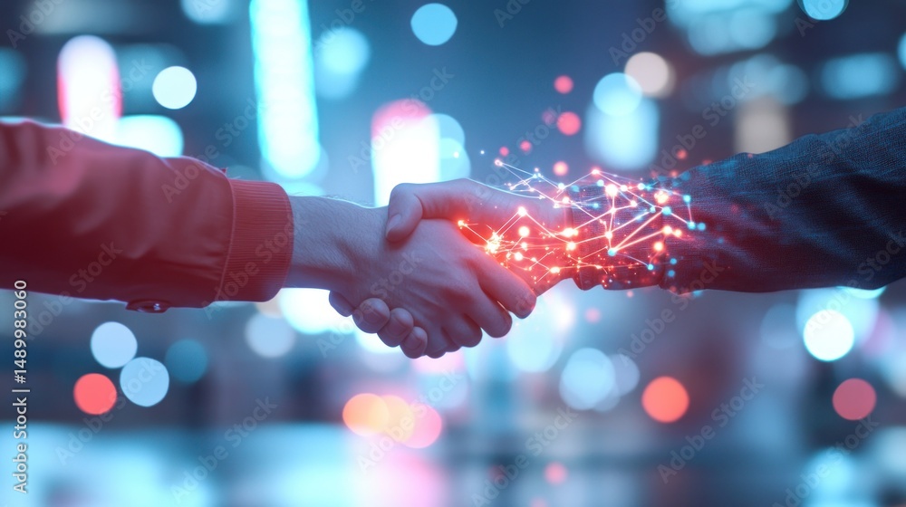 Digital handshake in urban setting Digital handshake in urban setting