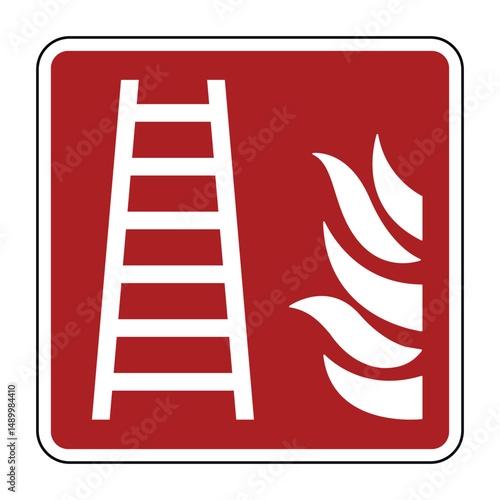 Fire Ladder Safety Sign for Fire Protection – High Quality Vectorial Image