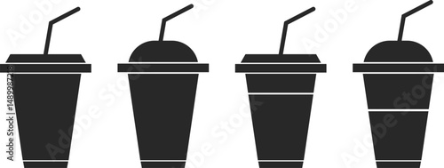 Coffee cup icon set. Hot drink icon. Takeaway concept. Disposable cup. caffeine drink