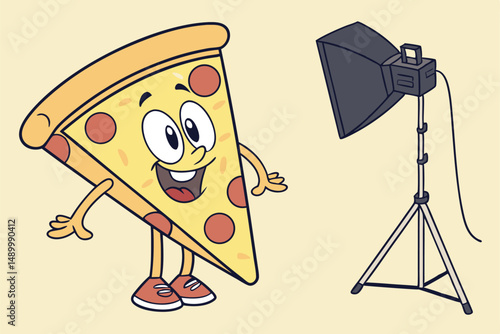 165 3d render, cartoon smiling pizza slice character, cheese pizza, pizza topping, happy expression, bright colors, detailed, studio lighting, photorealistic