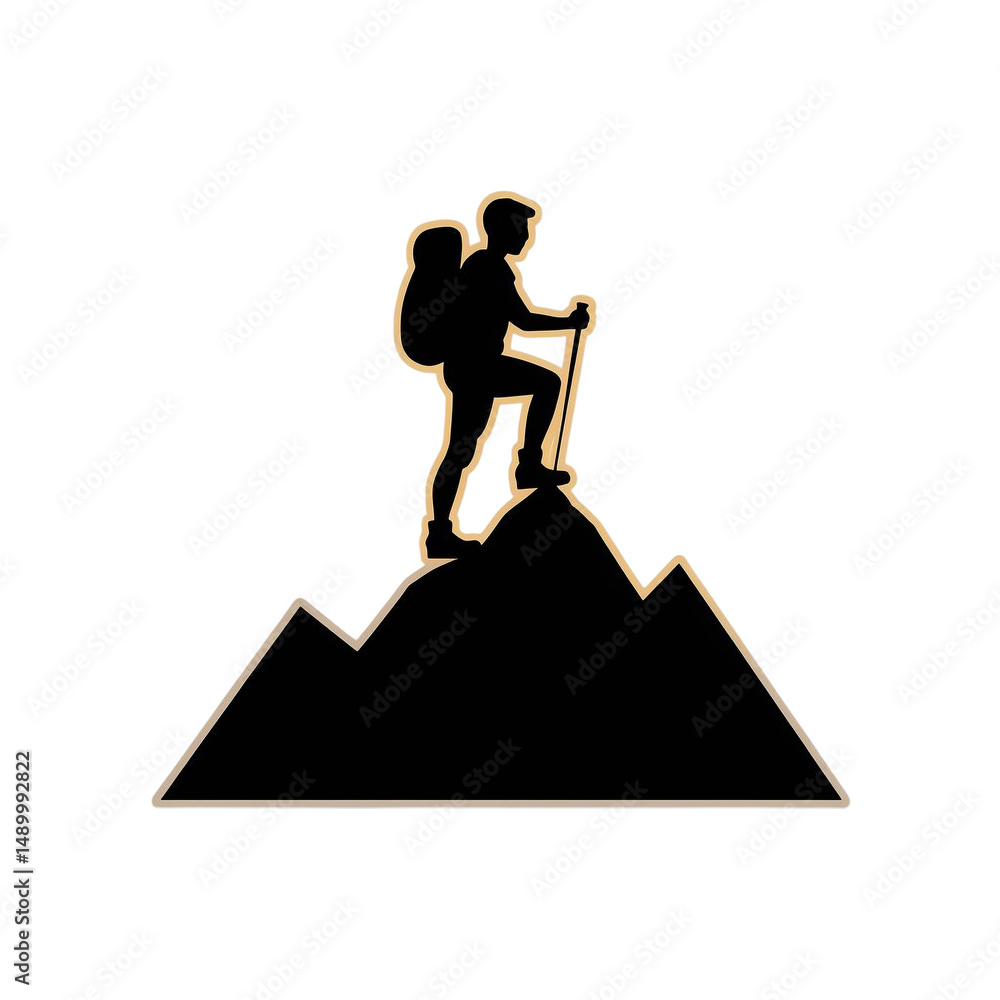 custom made wallpaper toronto digitalSilhouette of a hiker with backpack climbing a mountain isolated on a transparent background
