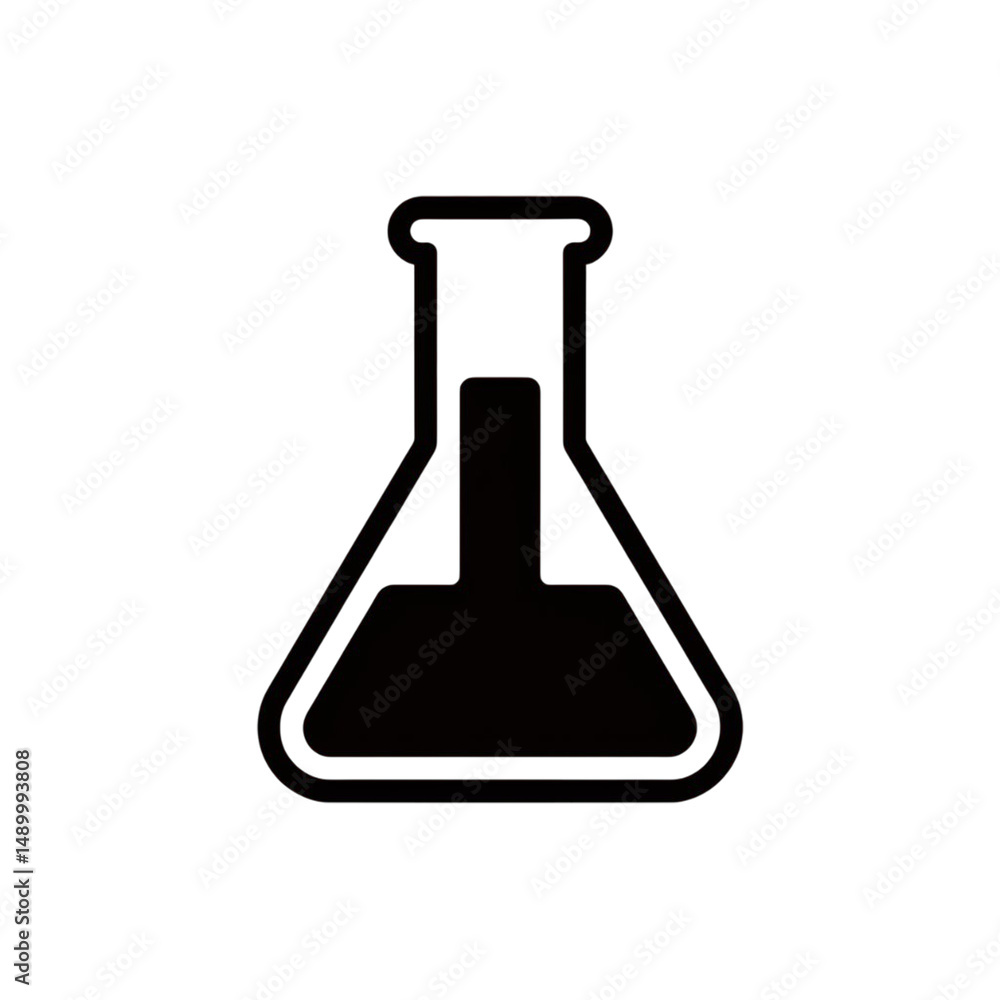 Outlined flask for scientific experiment isolated on a transparent background Outlined flask for scientific experiment isolated on a transparent background