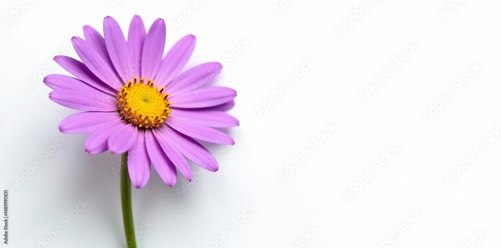 Single purple aster amellus flower on white background, aster, white background Single purple aster amellus flower on white background, aster, white background