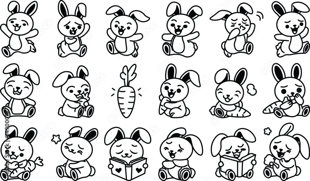 character cartoon rabbit vector outline character cartoon rabbit vector outline