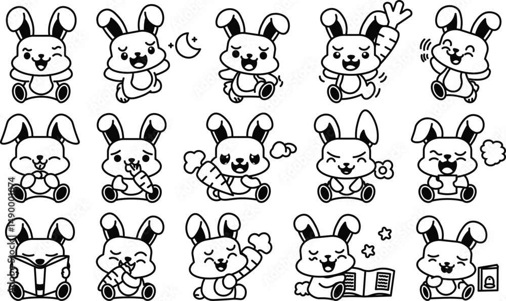 character cartoon rabbit vector outline character cartoon rabbit vector outline
