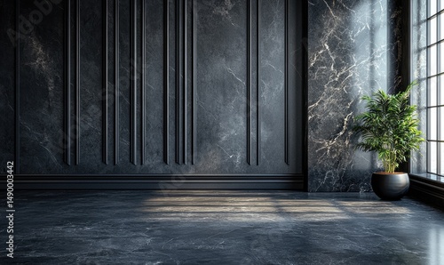 Wallpaper Mural Dark, elegant interior room showcasing marble accents. Torontodigital.ca