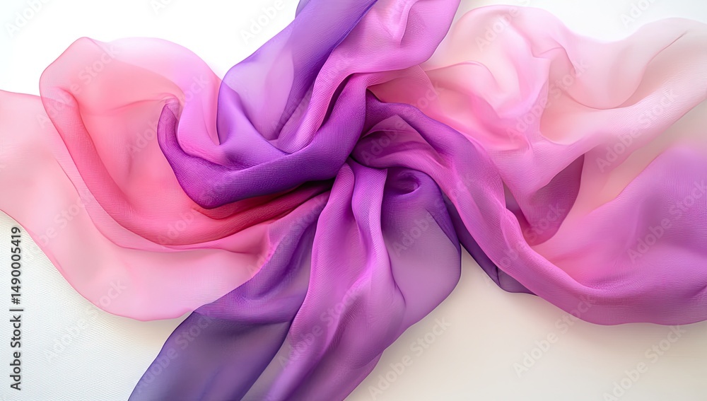 Obraz premium Soft, flowing fabric in shades of pink and purple. Delicate, ombre effect