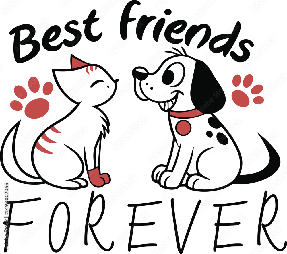 Naklejka premium BEST FRIENDS FOREVER Typography Tshirt Design print Ready file download 