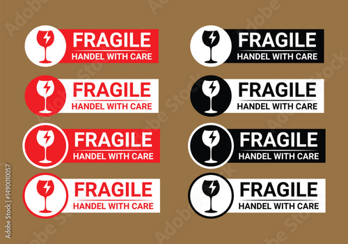 Fragile Handle With Care Labels Red Black White Variations