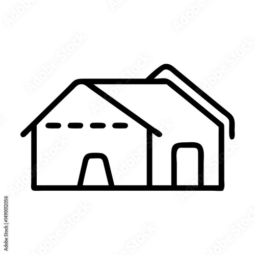 Simple line drawing of a modern house design concept  