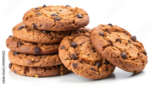 set of oat chocolate cookies isolated on white