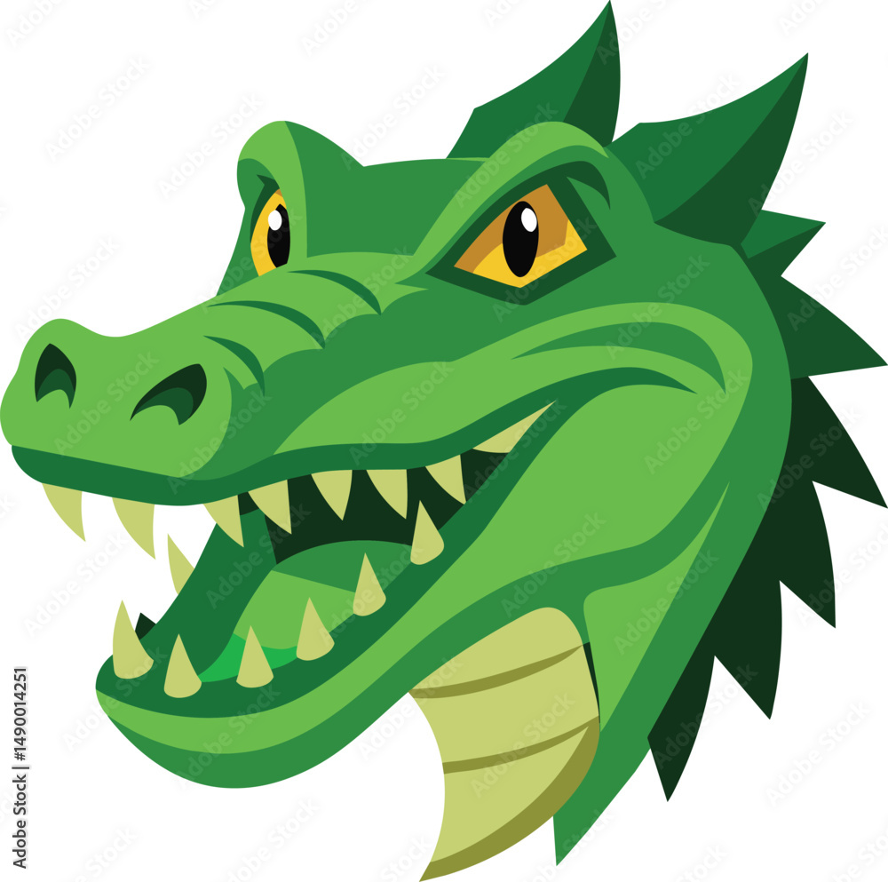 Naklejka premium Green Crocodile Dragon Head Mascot Logo