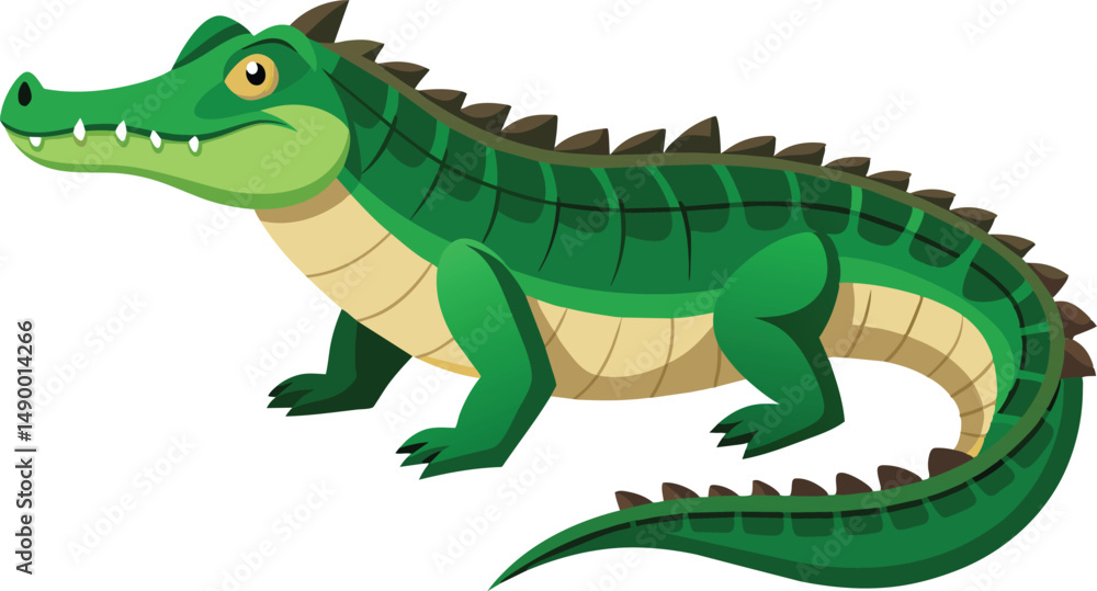 Cute Green Crocodile Cartoon Illustration Cute Green Crocodile Cartoon Illustration