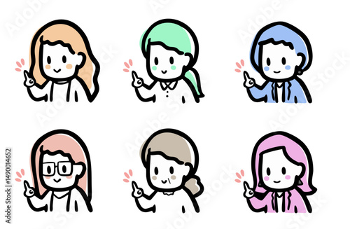 ポイントを指差す、女性のバリエーション