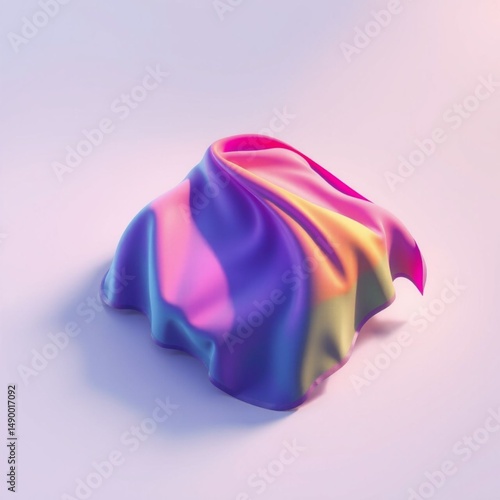 Abstract colorful draped cloth on a soft pastel background in 3D