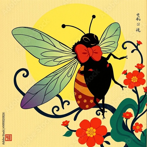 Japanese Style Bee Art