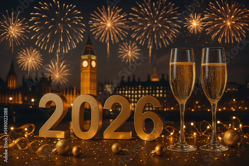 Golden 2026 London New Year: Fireworks, Champagne Toast & Big Ben Celebration