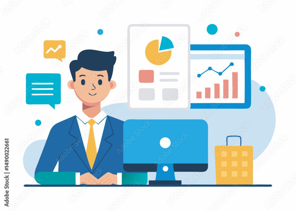 A character analysis data on computer concept. Data analysis vector illustration editable object on white background
A character analysis data on computer concept. Data analysis vector illustration editable object on white background