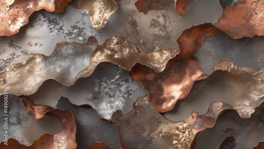 Abstract metallic shapes in shades of bronze silver and copper background , hand drawing. Abstract metallic shapes in shades of bronze silver and copper background , hand drawing.