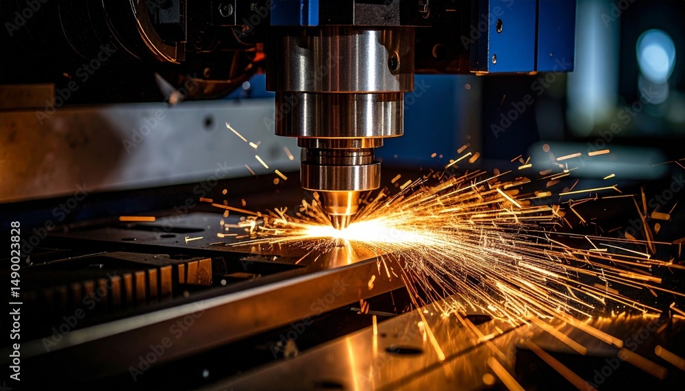 Close up of metalworking machine with sparks Close up of metalworking machine with sparks