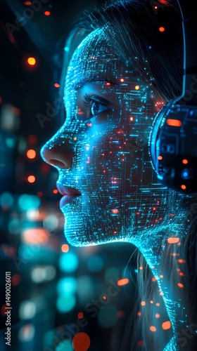 AI Phone Operator: Future Technology and Customer Service Concept, Digital Support Material	