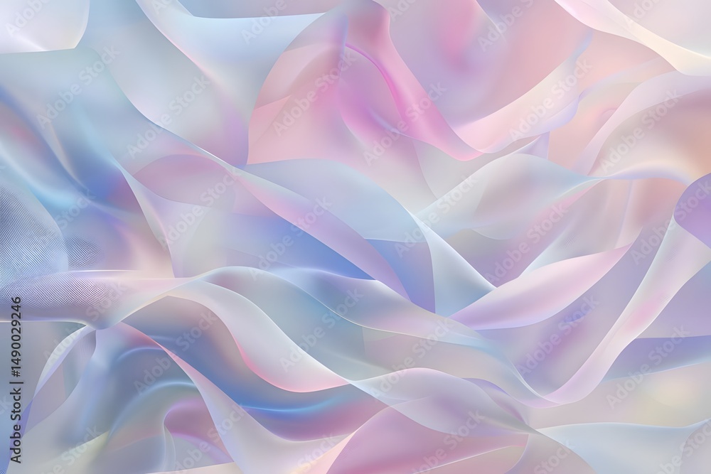 Obraz premium Pastel Hues: Abstract Waves of Sheer Fabric Flow Gracefully, Creating a Dreamy and Serene Visual Masterpiece. Soft, Gentle Color Palette Evokes Feelings of Calm and Tranquility.