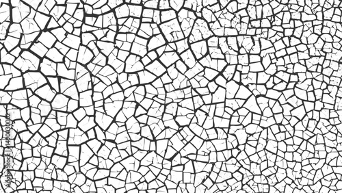 Fine cracks in the coating on the metal surface, Crackle paint overlay. Vector black and white grunge pattern made from natural oil paint crackle.