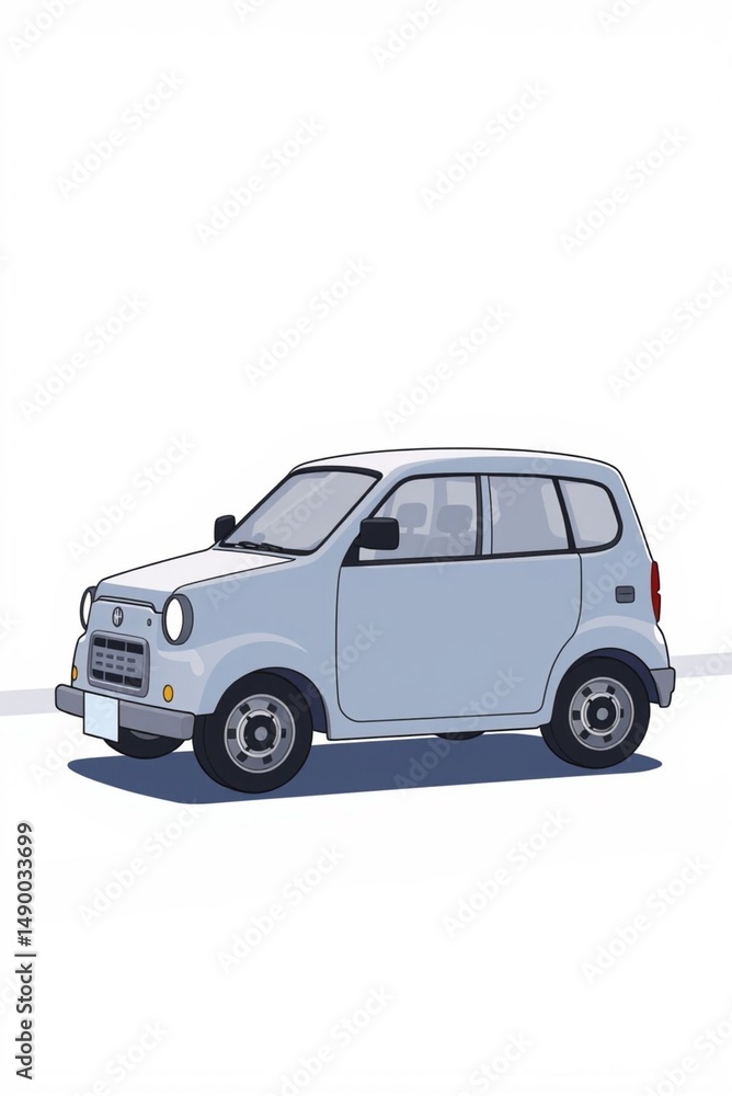 Fototapeta premium Compact small car cartoon style city vehicle design urban transport economy