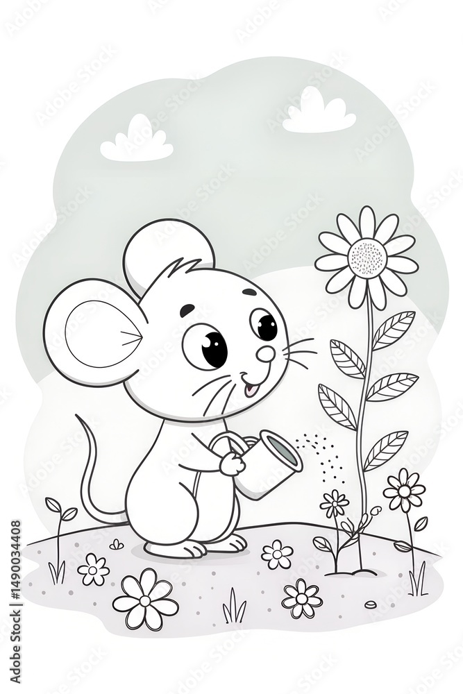 Obraz premium Colouring page for kids, hand drawn vector illustration of a cartoon, pre school Colouring page, animal Colouring page, flower Colouring page, adult Colouring page,printables
