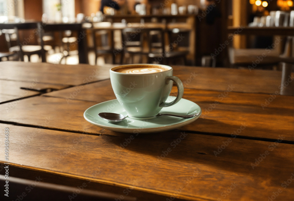 Obraz premium cup of coffee on wooden table