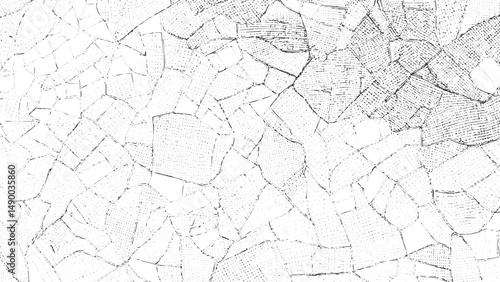 Crackle paint overlay. Vector black and white grunge pattern made from natural oil paint crackle. Cracked and weathered dry surface texture. Seamless pattern with dried out and aged crack effect.