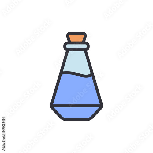 Cartoonish Style Illustration Of A Potion Flask Filled With Liquid