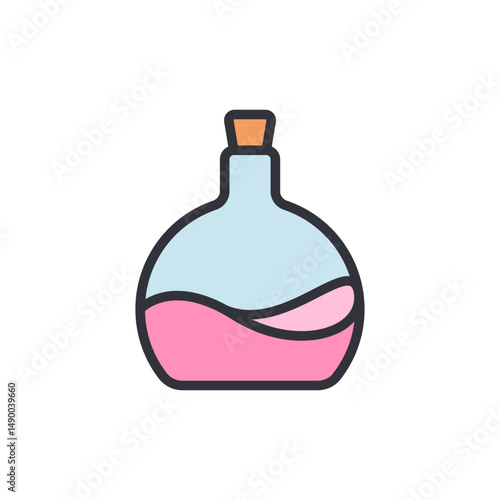 Round Flask Filled With Liquid Perfect For Alchemy Potions Or Perfume