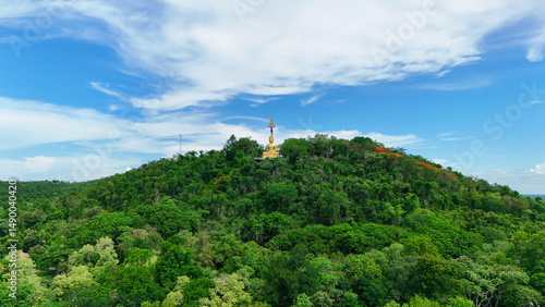 Buriram's Pride. Phra Suphattharabophit and the Stunning Landscape of Khao Kradong, buddha statue in thailand.