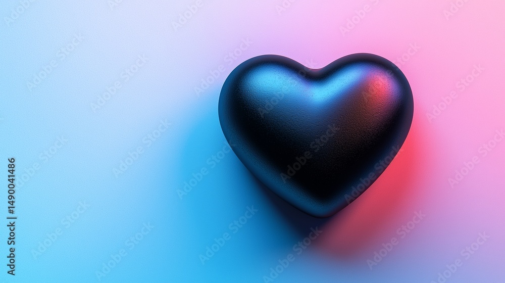 Black heart shape on colorful gradient background creating a moody atmosphere at a creative studio Black heart shape on colorful gradient background creating a moody atmosphere at a creative studio