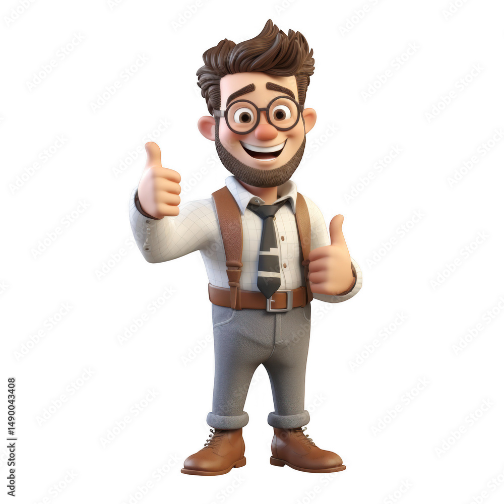 Cartoon man giving thumbs up gesture pose Cartoon man giving thumbs up gesture pose